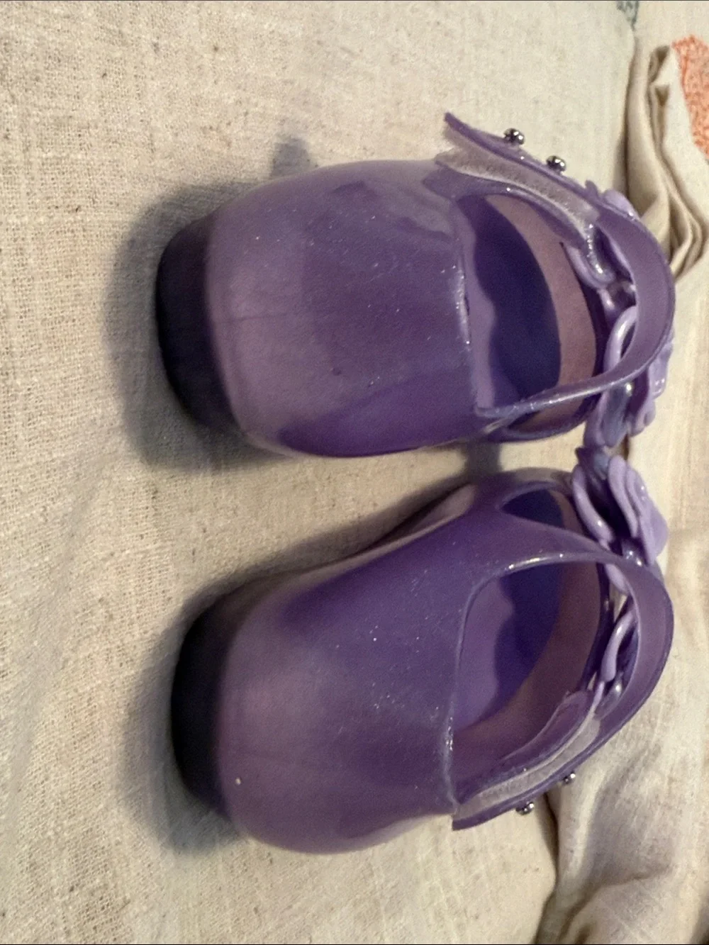 Mini Melissa Girls Lavender Floral Jelly Mary Jane Shoes